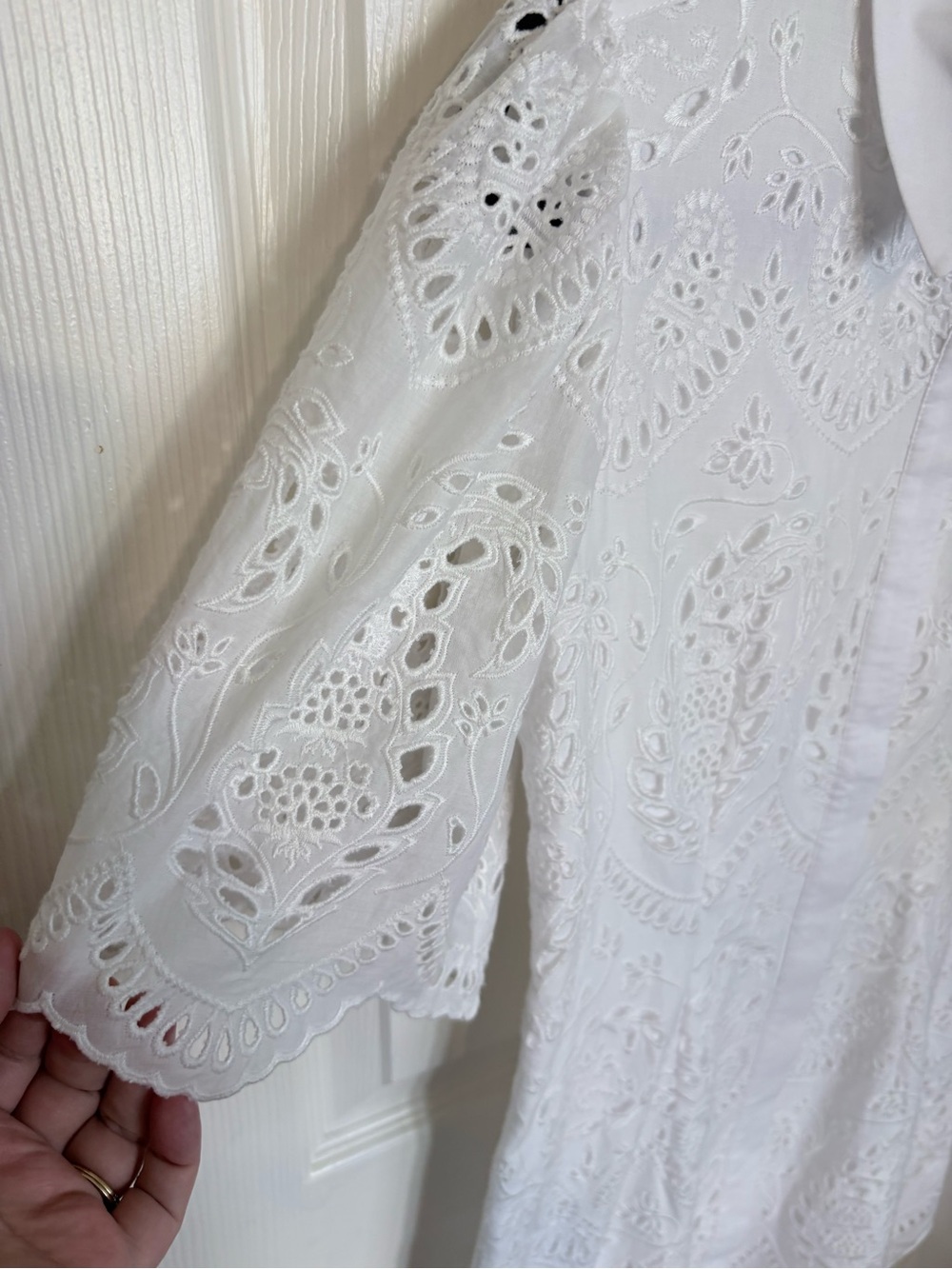 ALLSAINTS Cecee White Eyelet Mini Shirt Dress US 2 UK 6 EU 34 - Picture 6 of 12